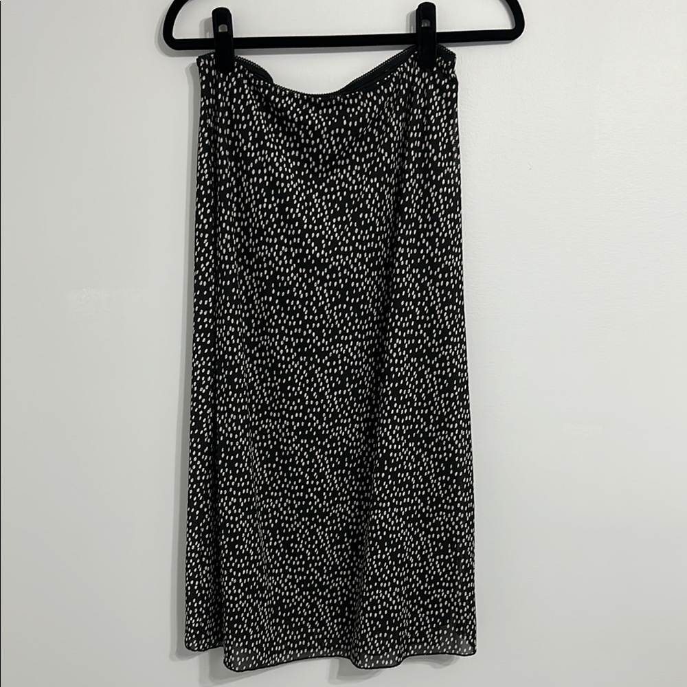 Black and White Midi Skirt with Polka Dots for Work